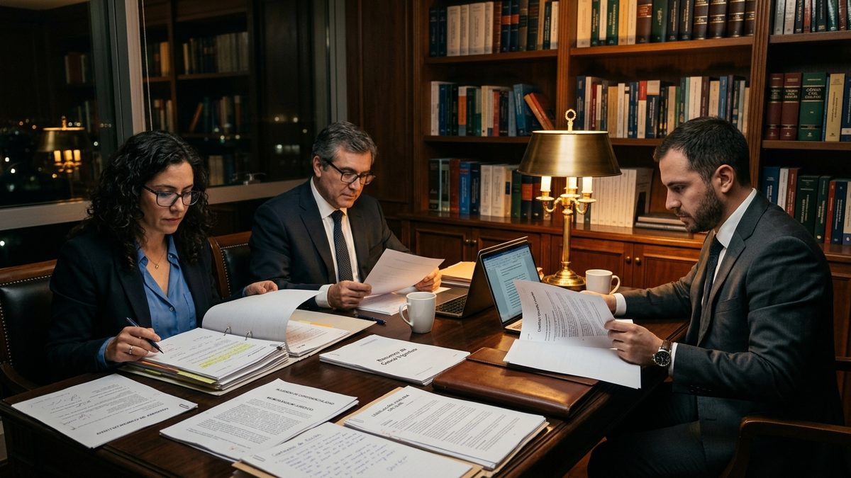 Abogados en Concepción realizando revisión previa de antecedentes y filtro ético de conflictos en estudio jurídico